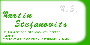 martin stefanovits business card